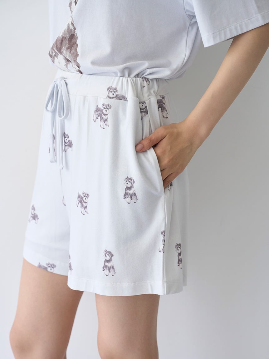 Summer Schnauzer Cut-and-sew Shorts