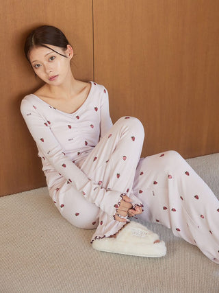 [Hot Fabric] Strawberry Print Long Pants
