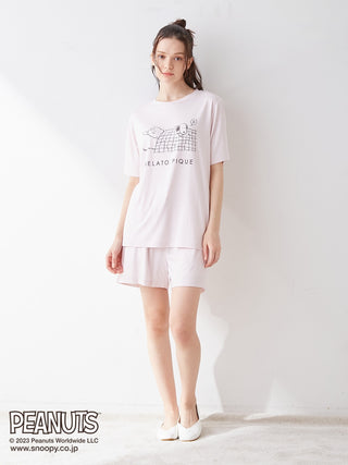 PEANUTS One-Point Shirt & Shorts Loungewear Set