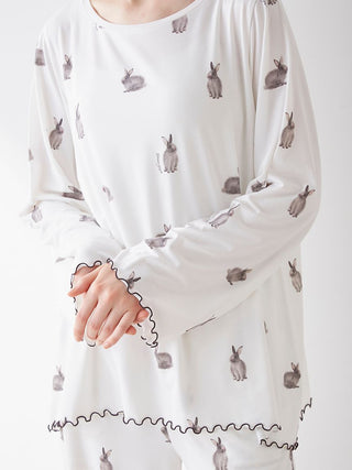 Bunny Pattern Pullover in Off White, Women's Loungewear Hoodies & Sweatshirts Zip-ups & Pullovers at Gelato Pique USA