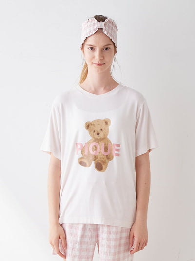 PIQUE Bear Motif Oversized Lounge T-Shirt gelato pique