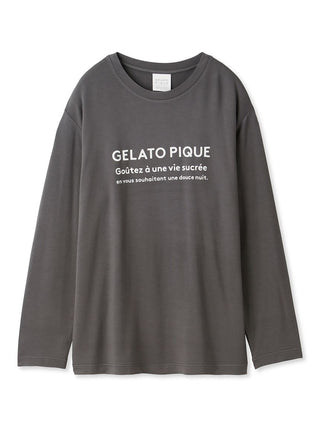 Inlay Logo Long Sleeve Loungewear Tops in Dark Gray, Women's Loungewear Tops, T-shirt , Tank Top at Gelato Pique USA