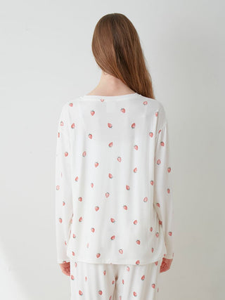 Fruit Pattern Long Sleeve T Shirts in off white, Women's Loungewear Tops, T-shirt , Tank Top at Gelato Pique USA.