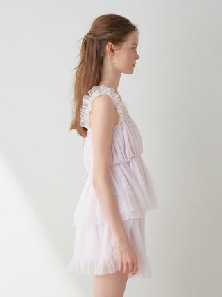 [Sweet] Ruffled Tiered Sleep Cami Tops in Pink, Women's Loungewear  Camisole Tops at Gelato Pique USA.