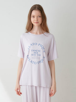 Travel Rayon Logo Lounge T-shirt in lavender, Women's Loungewear Tops, T-shirt , Tank Top at Gelato Pique USA.