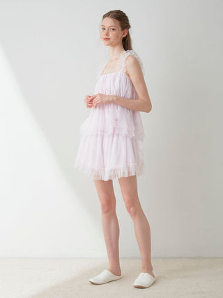 [Sweet] Ruffled Tiered Sleep Cami Tops in Pink, Women's Loungewear  Camisole Tops at Gelato Pique USA.