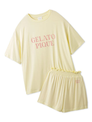 Colorful Rayon Shorts and Top Loungewear Set in YELLOW, Women's Loungewear Set at Gelato Pique USA.