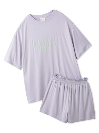 Colorful Rayon Shorts and Top Loungewear Set in LAVENDER, Women's Loungewear Set at Gelato Pique USA.