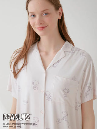 PEANUTS Printed Pajama Shirt in PINK, Women's Loungewear Shirt Sleepwear Shirt, Lounge Set at Gelato Pique USA.