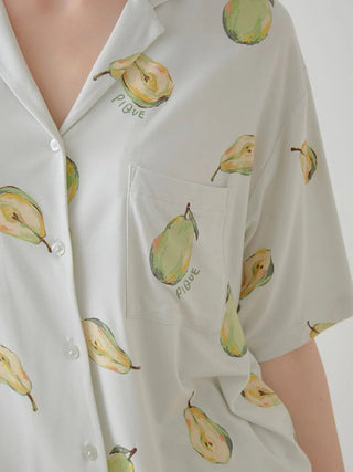 Fruit Pattern Pajama Sleep Shirt in GREEN, Women's Loungewear Shirt Sleepwear Shirt, Lounge Set at Gelato Pique USA.