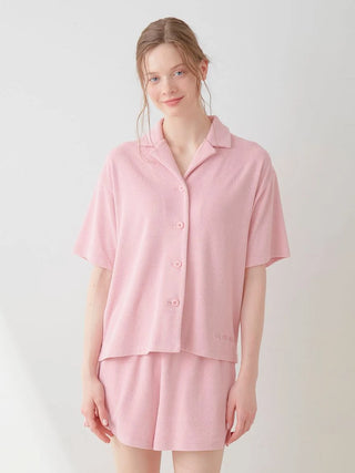 Summer Soft Terry Cloth Button-Down Loungewear Set in PINK, Women's Loungewear Set at Gelato Pique USA.