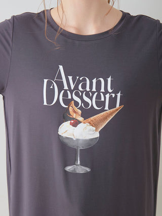 COOL Rayon Dessert Logo Relaxed Fit T-shirt in DARK GRAY, Women's Loungewear Tops, T-shirt , Tank Top at Gelato Pique USA.