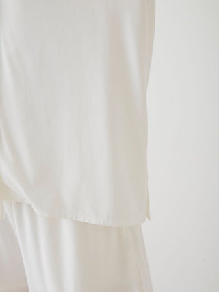 COOL Rayon Logo Button-Up Sleep Shirt in OFF WHITE, Women's Loungewear Shirt Sleepwear Shirt, Lounge Set at Gelato Pique USA.