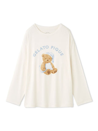 GOOD NIGHT BEAR Motif Long Sleeve Lounge Top