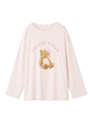 GOOD NIGHT BEAR Motif Long Sleeve Lounge Top