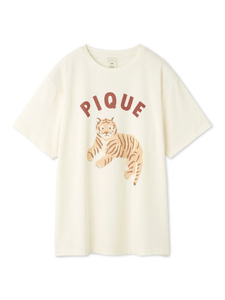 Tiger Pattern Relaxed Fit T-shirt in OFF WHITE, Women's Loungewear Tops, T-shirt , Tank Top at Gelato Pique USA.