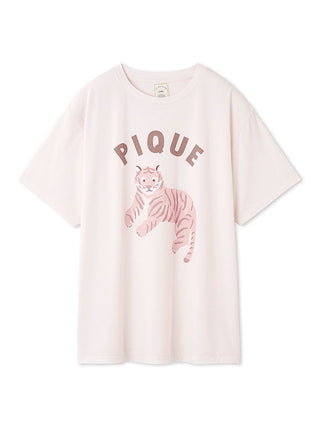 Tiger Pattern Relaxed Fit T-shirt in PINK, Women's Loungewear Tops, T-shirt , Tank Top at Gelato Pique USA.