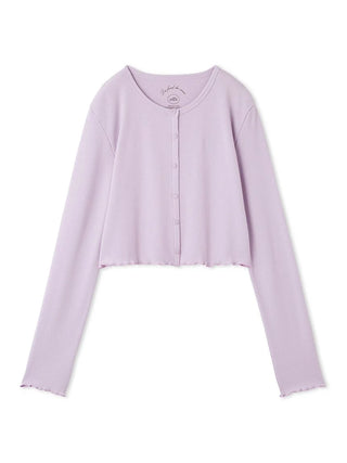 Ribbed Cropped Cardigan in LAVENDER, Comfy and Luxury Women's Loungewear Cardigan at Gelato Pique USA.