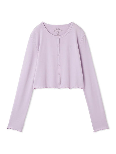 Ribbed Cropped Cardigan gelato pique