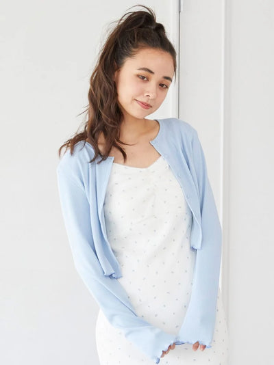 Ribbed Cropped Cardigan gelato pique