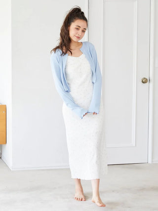 Ribbed Cropped Cardigan in BLUE, Comfy and Luxury Women's Loungewear Cardigan at Gelato Pique USA.