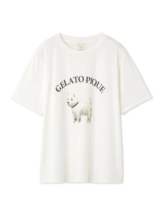 Westie One point Relaxed Fit T-shirt in Off White, Women's Loungewear Shirt Sleepwear Shirt, Lounge Set at Gelato Pique USA