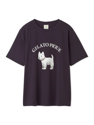 Westie One point Relaxed Fit T-shirt in Navy, Women's Loungewear Shirt Sleepwear Shirt, Lounge Set at Gelato Pique USA