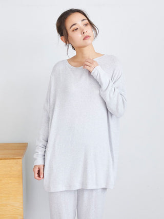 Snow Soft knit Long Sleeve Shirt in GRAY, Women's Loungewear Shirt Sleepwear Shirt, Lounge Set at Gelato Pique USA.