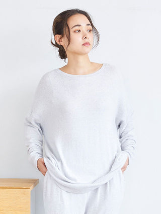 Snow Soft knit Long Sleeve Shirt in GRAY, Women's Loungewear Shirt Sleepwear Shirt, Lounge Set at Gelato Pique USA.