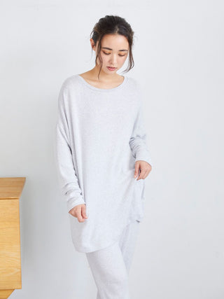 Snow Soft knit Long Sleeve Shirt in GRAY, Women's Loungewear Shirt Sleepwear Shirt, Lounge Set at Gelato Pique USA.