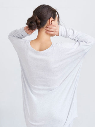 Snow Soft knit Long Sleeve Shirt in GRAY, Women's Loungewear Shirt Sleepwear Shirt, Lounge Set at Gelato Pique USA.