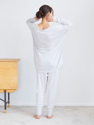 Snow Soft knit Long Sleeve Shirt in GRAY, Women's Loungewear Shirt Sleepwear Shirt, Lounge Set at Gelato Pique USA.