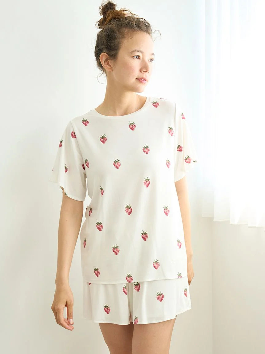 Strawberry Print Short Sleeve Shirts