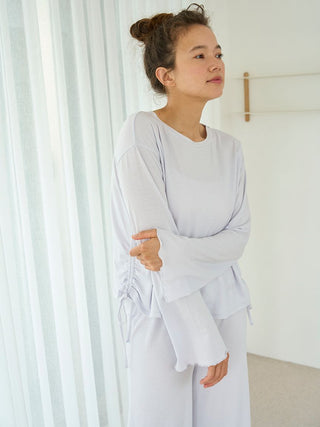 Rayon Long Sleeve T Shirt in BLUE, Women's Loungewear Shirt Sleepwear Shirt, Lounge Set at Gelato Pique USA.