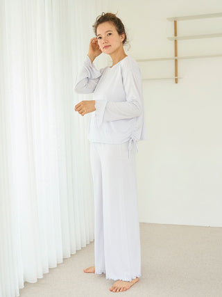 Rayon Long Sleeve T Shirt in BLUE, Women's Loungewear Shirt Sleepwear Shirt, Lounge Set at Gelato Pique USA.