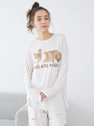 SLEEPING DOG Embroidery Long Sleeve T-Shirt