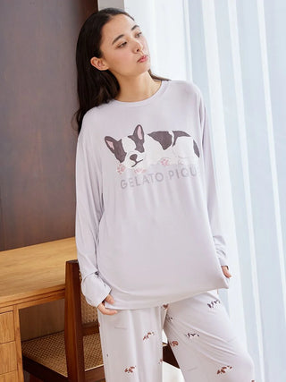 SLEEPING DOG Embroidery Long Sleeve T-Shirt