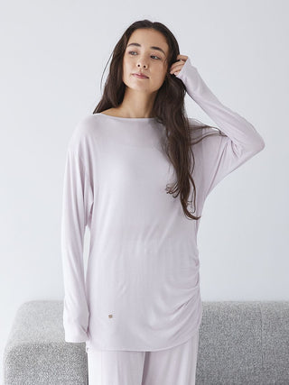 Peach Skin Loose-Fit Lounge Top in Lavander, Women's Loungewear Tops, T-shirt , Tank Top at Gelato Pique USA