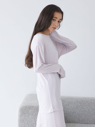 Peach Skin Loose-Fit Lounge Top in Lavander, Women's Loungewear Tops, T-shirt , Tank Top at Gelato Pique USA