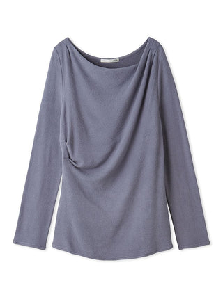 Snow Long Sleeve Shirt Loungewear with draped neckline in elegant grey fabric for cozy comfort.