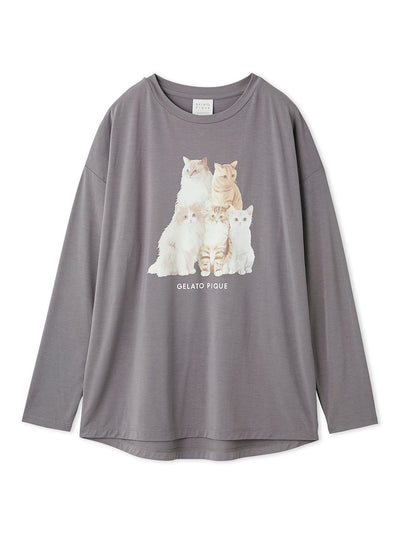 Cat One-Point Long Sleeve T-shirt gelato pique