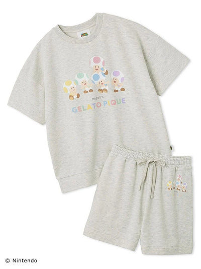 [SUPER MARIO] [WOMENS] Toad & Yoshi Fleece Pullover Shorts Set gelato pique