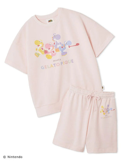 [SUPER MARIO] [WOMENS] Toad & Yoshi Fleece Pullover Shorts Set gelato pique