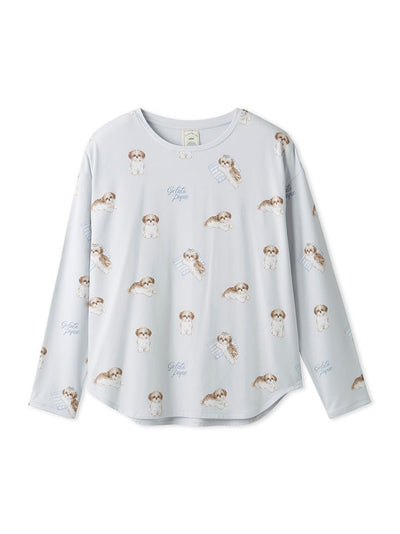 Shih Tzu Print Long Sleeve T-shirt gelato pique