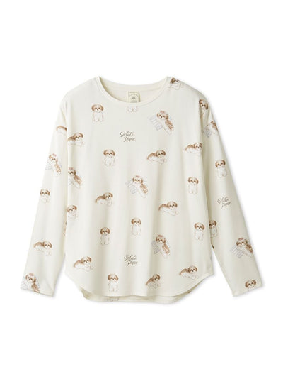 Shih Tzu Print Long Sleeve T-shirt gelato pique