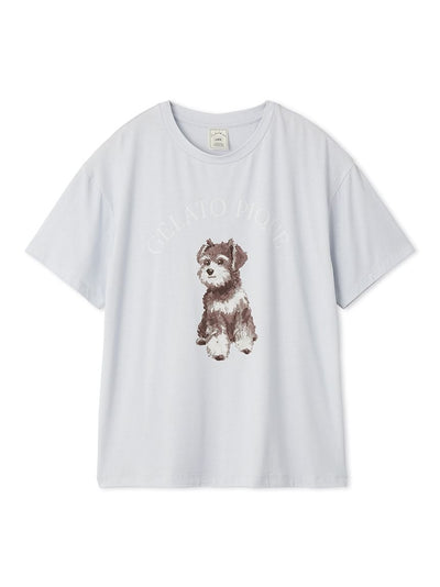 Summer Schnauzer One Point T-shirt gelato pique