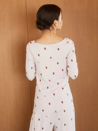 [Hot Fabric] Strawberry Print Long-sleeved T-shirt