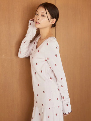 [Hot Fabric] Strawberry Print Long-sleeved T-shirt