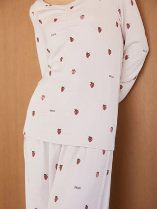 [Hot Fabric] Strawberry Print Long-sleeved T-shirt