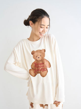 [HOLIDAY] Rayon Bear One-point Long T-shirt